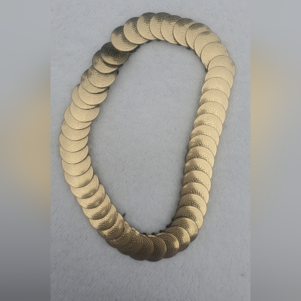VTG 90s‎ Gold Toned Elastic Disc Coin Belt Vintage